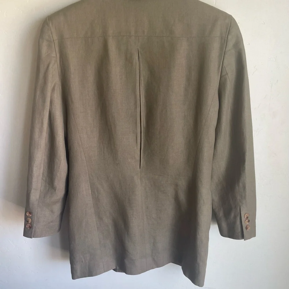 Linda Allard for Ellen Tracy Size 10 Classic Linen Lined Blazer - Picture 2 of 8